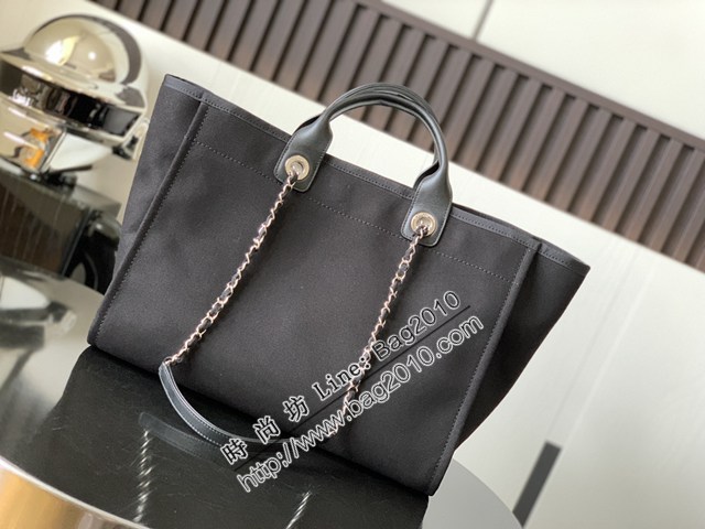 Chanel專櫃新款tote bag女包 香奈兒春夏新款珍珠字母logo帆布沙灘包 djc6868